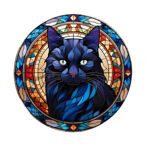 Cat Black Glass Suncatcher Worktop Saver